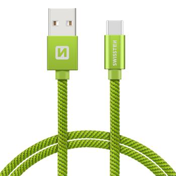 Datový kabel SWISSTEN Textile USB type-C 1,2m zelený