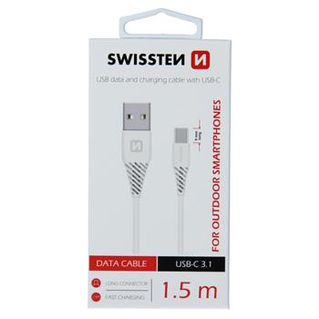 Datový kabel SWISSTEN USB type-C 1,5m bílý (9mm)