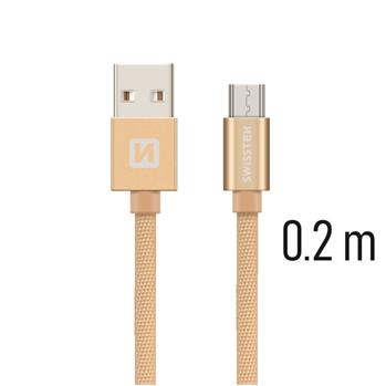 Datový kabel micro USB SWISSTEN Textile 0,2m zlatý
