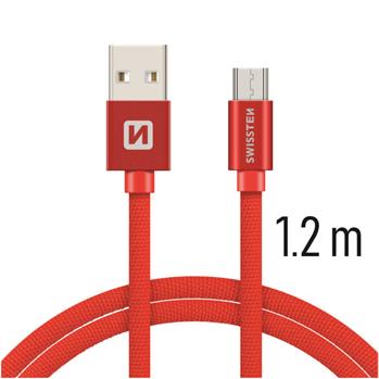 Datový kabel micro USB SWISSTEN Textile 1,2m červený