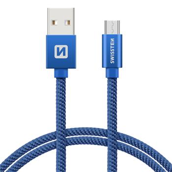 Datový kabel micro USB SWISSTEN Textile 1,2m modrý