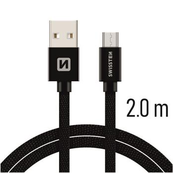 Datový kabel micro USB SWISSTEN Textile 2,0m černý