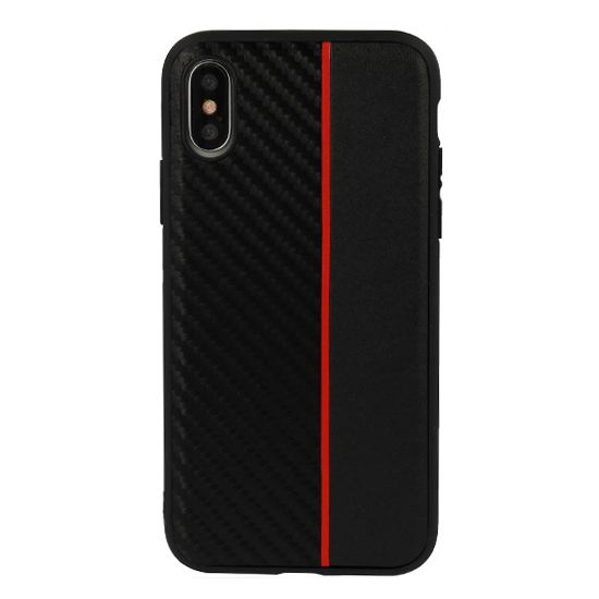 Pouzdro Moto Carbon Samsung J415 Galaxy J4 Plus černé s červeným pruhem