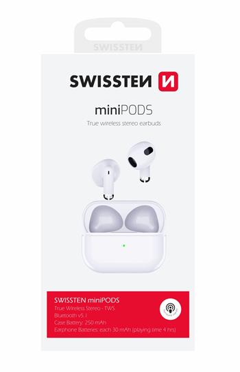 Sluchátka Bluetooth TWS SWISSTEN MINIPODS bílá