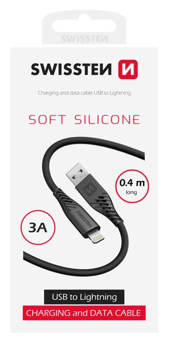 Datový kabel SWISSTEN Soft Silicone USB / Lightning 0,4 m černý