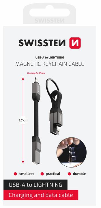 Datový kabel SWISSTEN magnetický KEYCHAIN USB-A / Lightning 9,7cm 