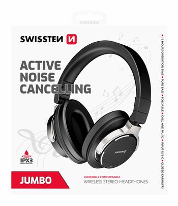 Sluchátka Bluetooth Stereo SWISSTEN JUMBO ANC černá